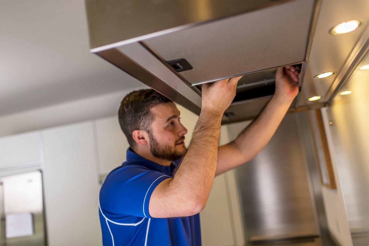 Kitchen hood installer replacing commercial canopy in Bristol